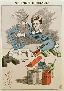 Karikatuur van Arthur Rimbaud (1854-91) uit 