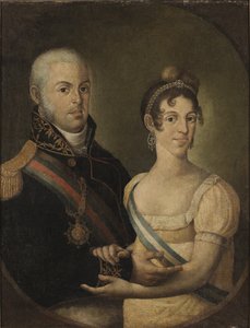 Portret van Johan VI van Portugal en Carlota Joaquina van Spanje door Manuel Dias de Oliveira