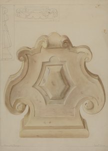 Marmeren ornament van de bovenkant van de schoorsteenmantel door Manuel G. Runyan