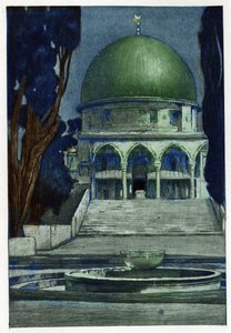 Al-Aqsa Moskee (Al-Aqsa) in Jeruzalem. Gravure door Manuel Orazzi (1860-1934), in 