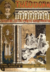 Theodora, in het Porte Saint Martin theater in Parijs. Illustratie door Manuel Orazi
