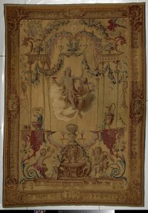 Wandtapijt met Bacchus als personificatie van de herfst door Manufacture Royale des Gobelins