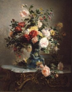 Vaas met rozen en andere bloemen door Marc Laurent Bruyas