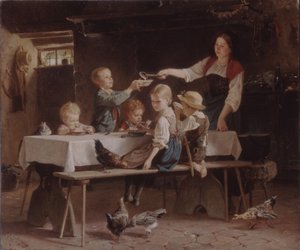 Kinderen tijdens de lunch door Marc Louis Benjamin Vautier the Elder