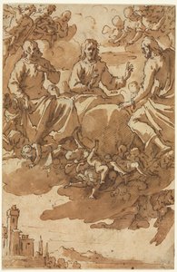 Christus in Glorie met Twee Heiligen, eerste derde 17e eeuw door Marcantonio Bassetti