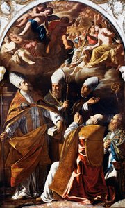 Vijf bisschoppen martelaren door Marcantonio Bassetti
