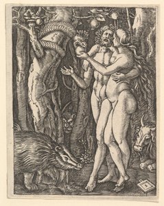 Adam en Eva met appel en slang, ca. 1500-1534