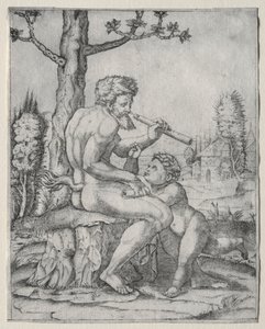 Faun en Kind, ca. 1509 door Marcantonio Raimondi