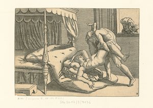 I Modi. Positie 9, 1530-1540 door Marcantonio, Raimondi