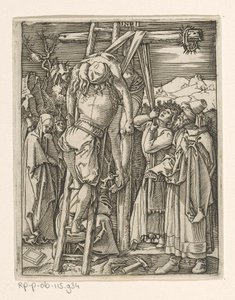 Kruisafneming (series title: Passie van Christus) door Marcantonio Raimondi