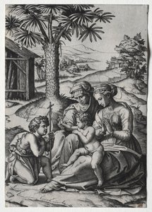 Madonna van de palmboom door Marcantonio Raimondi