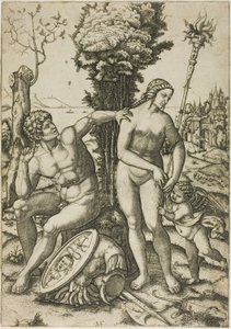 Mars, Venus en Cupido door Marcantonio Raimondi