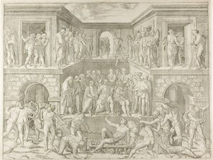 Martelaarschap van Sint Laurentius door Marcantonio Raimondi