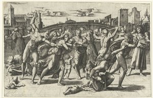 Kindermoord te Betlehem door Marcantonio Raimondi