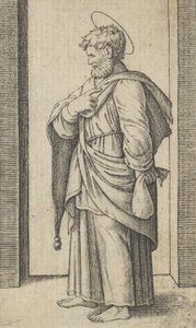 Sint Mattheüs, een kleine zak in zijn linkerhand, uit de serie 