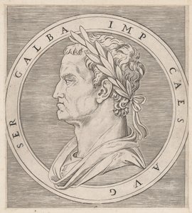 Speculum Romanae Magnificentiae: Galba, uit De Twaalf Caesars door Marcantonio Raimondi