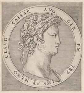 Speculum Romanae Magnificentiae: Nero, uit De Twaalf Caesars, ca. 1500-1534 door Marcantonio Raimondi