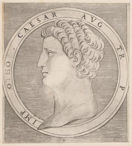 Speculum Romanae Magnificentiae: Otho, uit De Twaalf Caesars door Marcantonio Raimondi