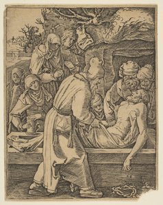 De Kruisafneming, uit De Kleine Passie kopie door Marcantonio Raimondi