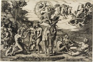 Het oordeel van Paris door Marcantonio Raimondi