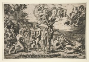 Het Oordeel van Parijs, naar Raphael, c.1510-20