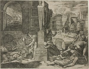 De Morbetto, of De Plaag van Phrygia door Marcantonio Raimondi
