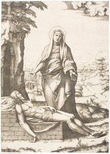 De Pietà door Marcantonio Raimondi