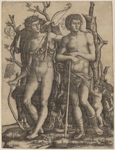 Apollo en Hyacinthus door Marcantonio Raimondi after Francesco Francia