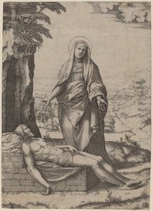 De Rouw van de Maagd door Marcantonio Raimondi after Raphael