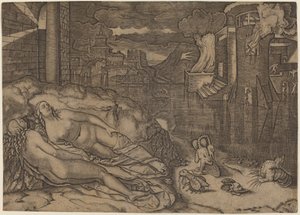 Raphaëls droom door Marcantonio Raimondi possibly after Raphael
