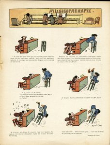 Illustratie door Marcel Capy (1865-1941) in Le Rire, 30/03/12 - Muziektherapie - Muziek, Piano