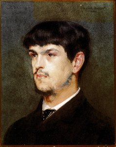 Portret van de Franse componist Claude Debussy (Zwarte steen en pastel)