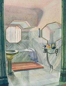 Badkamer ontworpen door Marcel Dalmas, uit 