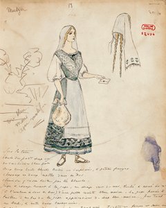 Frankrijk, Parijs, schets van kostuum voor Michaela voor Carmen door Georges Bizet door Marcel Multzer