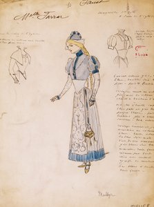 Margherita, kostuumschets voor Faust door Charles Gounod, gemaakt door Multzer door Marcel Multzer