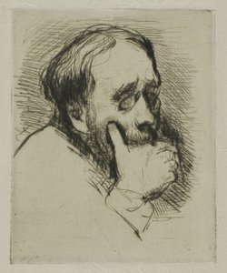 Portret van Degas, zijn hand voor zijn mond door Marcellin Gilbert Desboutin