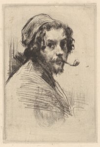 Zelfportret van Marcellin Gilbert Desboutin met pijp