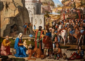 Aanbidding door de Wijzen (detail) door Marcello Fogolino
