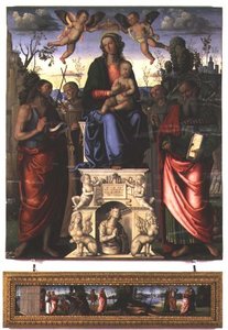 Madonna en kind met St. Johannes de Doper, St. Bernardino van Siena en St. Hiëronymus