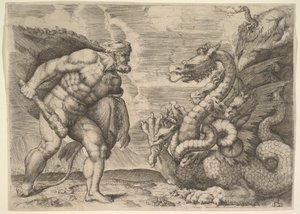Hercules en de Hydra van Lerna door Marco Angolo del Moro