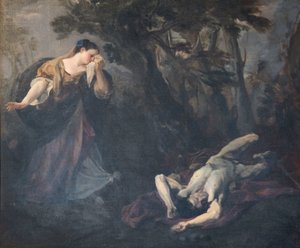Sint Margaretha van Cortona vindt het lichaam van haar minnaar