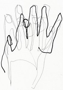 Psyco Hand, 2017 (pen en marker op papier) door Marco Campedelli