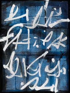Texto #15, 2020 (collage, gemengde techniek op doek) door Marco Campedelli