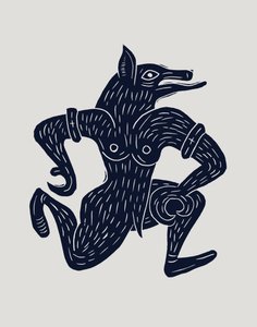 Weerwolf, 2023 (linoleum op papier) door Marco Campedelli