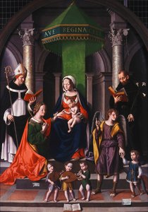 Het mystieke huwelijk van Sint-Catharina met de aartsengel Rafaël en Tobias door Marco Palmezzano