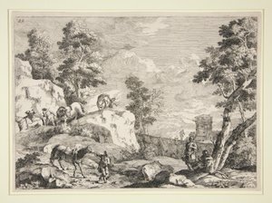 Landschap met vier ruiters