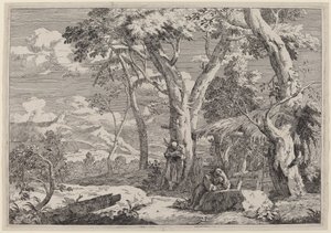 Wildernislandschap met Twee Monniken