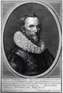 Zelfportret, gegraveerd door Wenceslaus Hollar door Marcus Garret Gheeraerts the Younger