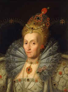 Portret van koningin Elizabeth I, buste lengte