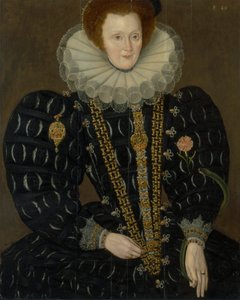 Een vrouw genaamd Lady Elizabeth Knightley door Marcus Gheeraerts the Younger